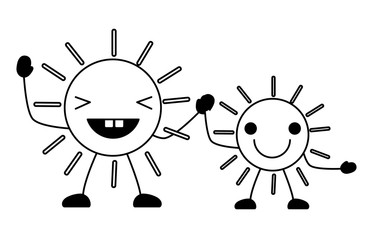 kawaii suns icon over white background, vector illustration