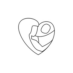 mother in the form of heart icon. Element of mother day for mobile concept and web apps. Thin line  icon for website design and development; app development. Premium icon