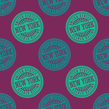 New York seamless pattern. Seamless badge pattern, backdrop for your design.