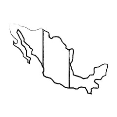 sketch of map of mexico icon over white background, vector illustration