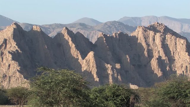 Close up of Hajar Mountains in Ras al Khaimah, UAE.