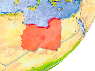 Map of Libya on Earth