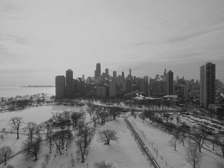 Chicago skyline in winter