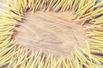 Summer colorful flowers on vintage wooden background