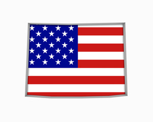 Obraz premium Wyoming WY USA Flag Stars Stripes Map 3d Illustration