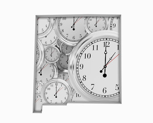New Mexico NM Clock Time Passing Forward Future 3d Illustration