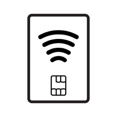 Vector contacless payment card with sim on white background