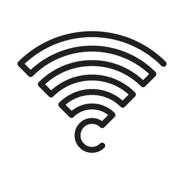 Vector simple black wifi icon made of one line on white background.