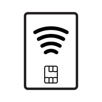 Vector contacless payment card with sim on white background