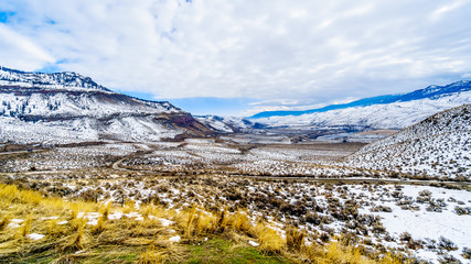 Winter Landscape in the semi desert of the Thompson River Valley between Kamloops and Cache Creek in central British Columbia, Canada © hpbfotos
