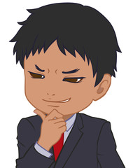 ニヤリとするちびキャラ　男性　タイプD
