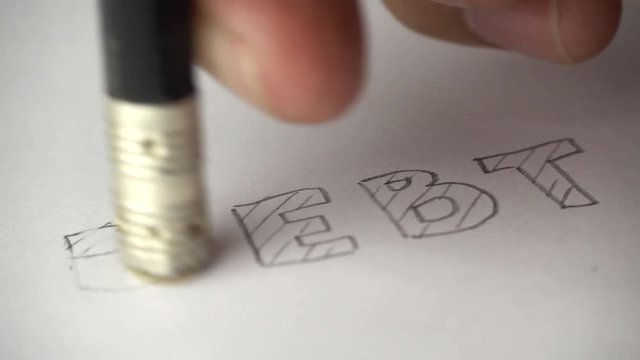 Pencil erasing removing debt - 4k