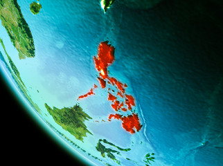 Philippines in red in the evening