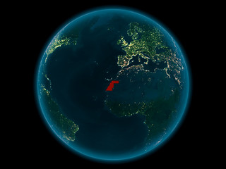 Western Sahara on planet Earth in space at night