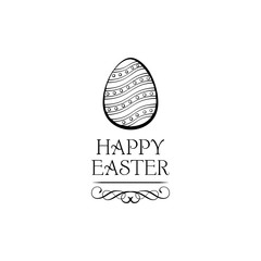 Happy Easter greeting card. Esater egg. Easter symbol. Decorations. Painted egg. Vector.