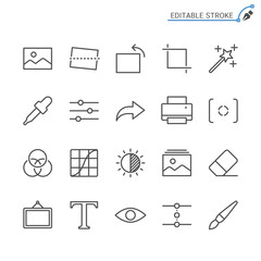Photography line icons. Editable stroke. Pixel perfect.