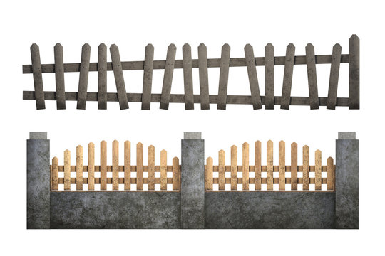 Pair if fences isolated on white, 3d render.