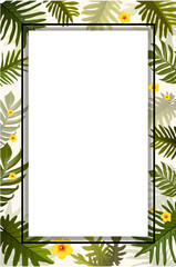 Invitation template for save the text. tropical background.