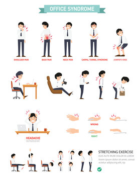 Office syndrome infographic,vector illustration