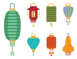 Fototapeten Chinese lantern light paper holiday celebrate asian graphic celebration lamp vector illustration. © Vectorvstocker