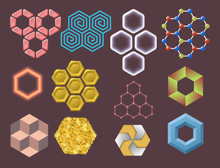 Hexagon design geometric elements honeycombs abstract geometric modern business technologies vector illustration.
