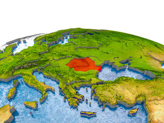 Romania on model of Earth