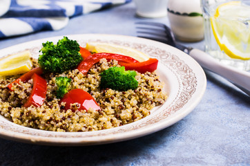 Cooked multi colored quinoa
