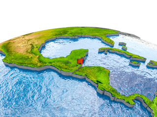 Belize on model of Earth