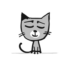 Funny kitten, sketch for your design