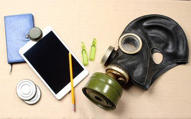 Tablet and gas mask