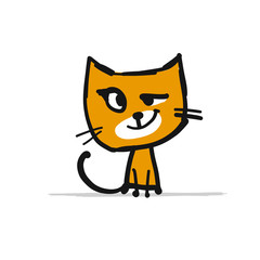 Funny kitten, sketch for your design