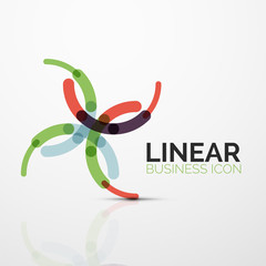 Outline minimal abstract geometric linear business icon made of line segments, elements