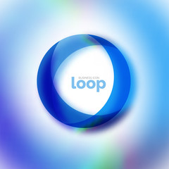 Loop circle business icon, created with glass transparent color shapes