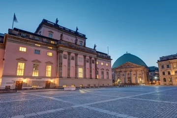 Foto op Canvas The Berlin State opera and St. Hedwigs Cathedral at dawn © elxeneize