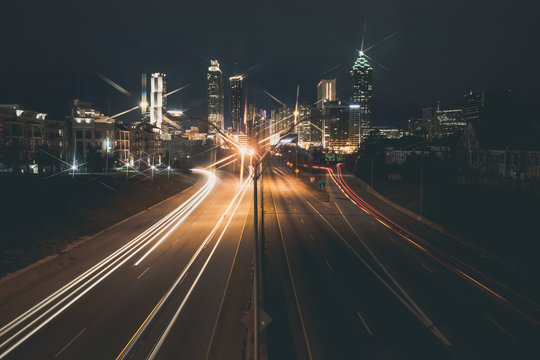Atlanta downtown city skyline over the interstate. © Nickolay Khoroshkov