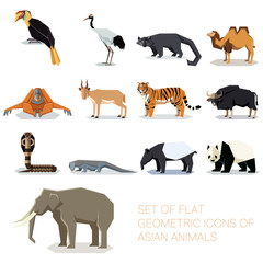 Set of flat geometric asian icons © amplion