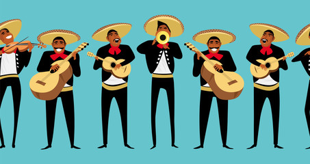 Mexican musicians. seamless pattern