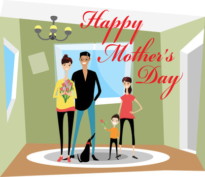 mothers Day. children congratulate mom