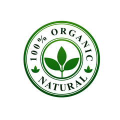 100% organic stamp logo