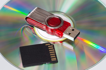CD, flash drive and SD card