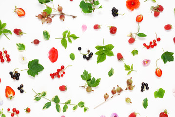 summer concept with flowers and berries