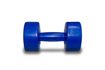 isolated blue dumbbell