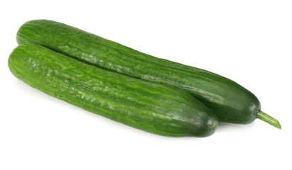 2 fresh cucumbers isolated on white background