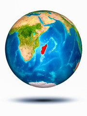 Madagascar on Earth with white background