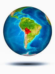 Bolivia on Earth with white background