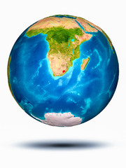 Lesotho on Earth with white background