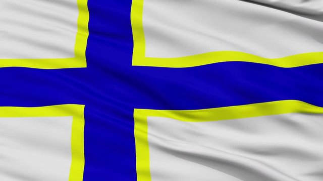 Bayamon closeup flag, city of Puerto Rico, realistic animation seamless loop - 10 seconds long