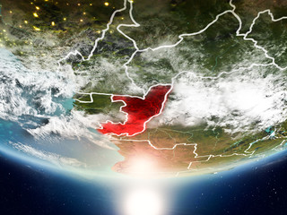 Congo with sun on planet Earth