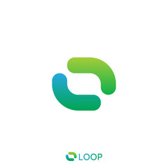 loop square box letter o logo. nature logo concept. vector illustration.