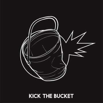 Illustration of kick the bucket